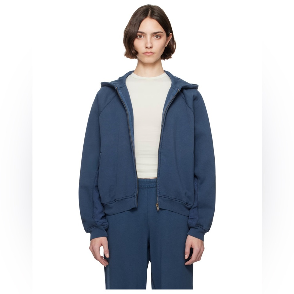 Skims Blue French Terry Relaxed Zip Up Hoodie